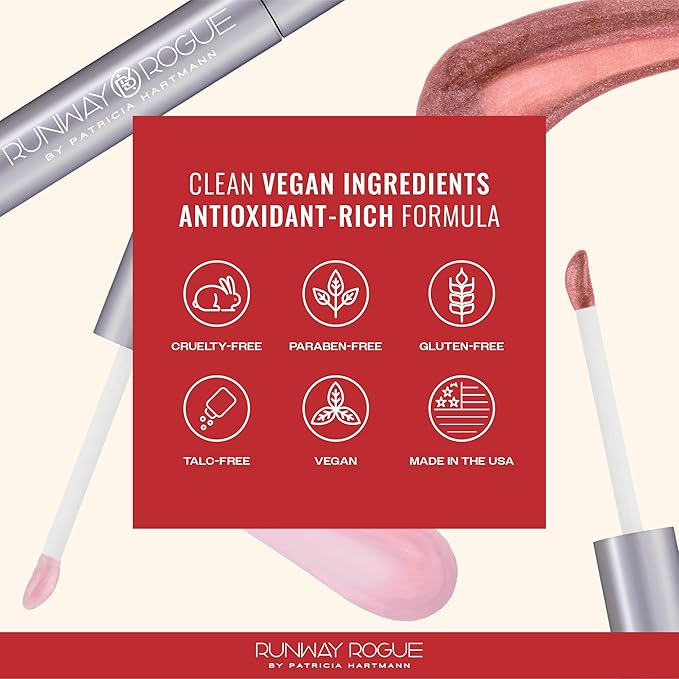 Runway Rogue Classic Lip Gloss, Golden-Rose Semi-Sheer Hydrating Lip Gloss, ‘Chameleon’