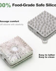 Silicone Body Scrubber, Silicone Loofah Double-Sided Body Brush,Silicone Shower Scrubber and Scalp Massager Shampoo Brush for Sensitive Kids Women Men All Kinds of Skin (Cool Gray)