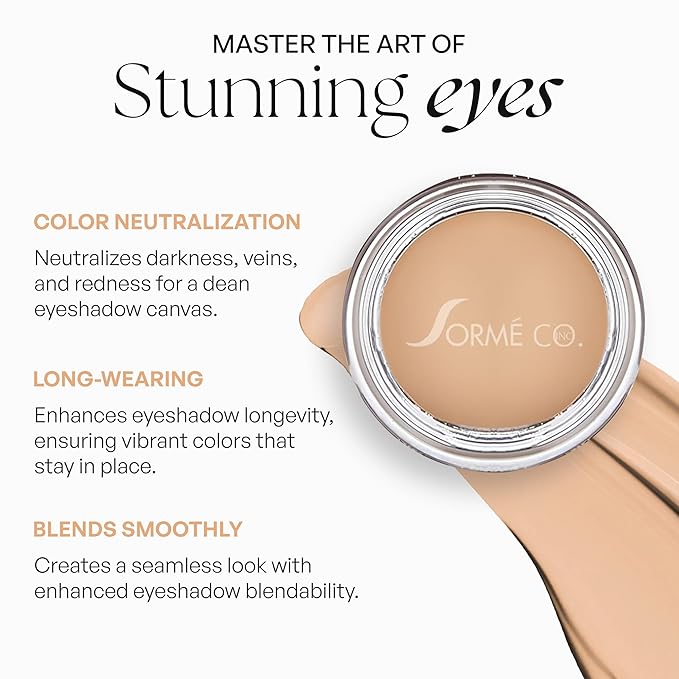 Sorme Cosmetics PRO Eyeshadow, All In One Eye Primer for Smooth and Crease-Resistant Eye Makeup, Waterproof and Long Lasting, Nude Translucent Shade, More Vibrant Makeup Color