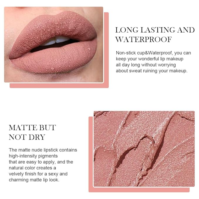 BINGBRUSH Crayon Matte Longwear Lipstick Pack Set,Moisture Smooth Color Stick Ultimate Lip Crayon for Makeup Collection - Waterproof Velvet Lipgloss (06#, 1 Count (Pack of 1))