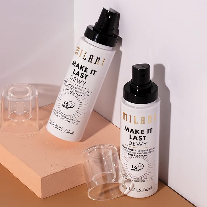 Milani Make It Dewy Setting Spray 3 in 1- Hydrate + Illuminate + Set & Make it Last Matte - Matte Finish Charcoal Setting Spray