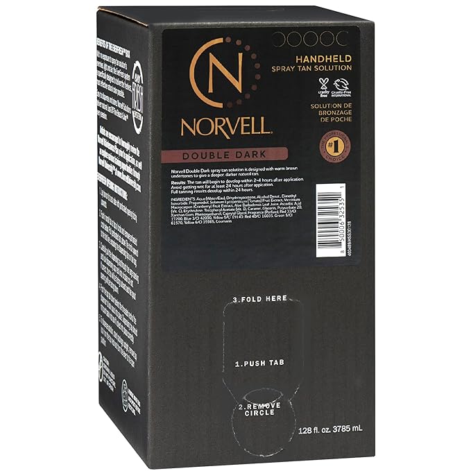 Norvell Premium Spray Tan Solution Double Dark 128 fl oz – Professional Sunless Tanning Formula for Deep Rich Bronze Glow, Streak Free, Fast Drying, Long Lasting Color