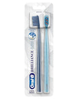 Oral-B Brilliance Premium Whitening Toothbrush with Plaque Eraser, Medium, Sky Blue and Gray, 2 Count
