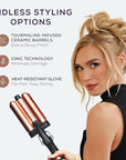 Sutra 4-in-1 Hair Curling Iron Set with Tourmaline Infused Ceramic Barrels - Professional Curling Wand Tool for Women with Clipless Curlers & Triple Barrel Waver - Styling Products for All Hair Types