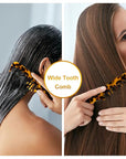 Large Wide Tooth Hair Comb, LADYAMZ [Tortoise Shell] Cellulose Acetate Round Tooth Comb for Straight/Curly Hair,Short/Long Hair Women Men or Kids, Easy Detangling Wet or Dry, Anti-static (Brown)