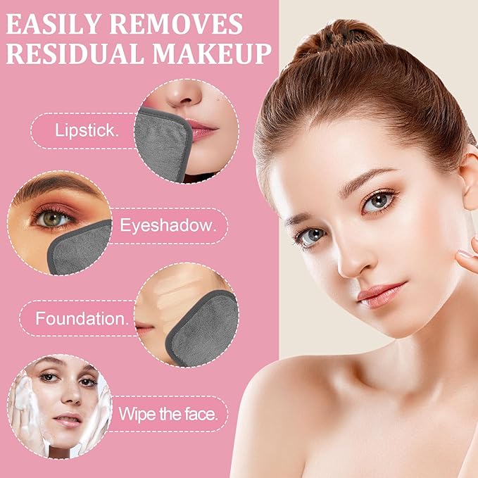 Makeup Remover Cloth 12 Pack, Ultra Soft and Reusable Microfiber Makeup Remover Towels for All Skin Types, Perfect Face Towels for Women, 6 Inch X 6 Inch, Grey