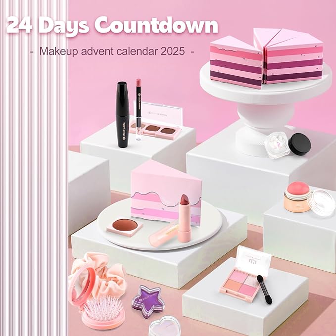 Color Nymph Makeup Advent Calendar 2025, 24 Days Advent Calendar Mystery Box for Christmas, Makeup Gift Sets - Xmas Beauty Countdown Calendar Full Makeup Kits for Teens Girls Kids #Pink
