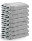 Nugilla Reusable Face Wash Cloths, 8 Pack Soft Microfiber Makeup Remover Towels for Women (Light Grey)