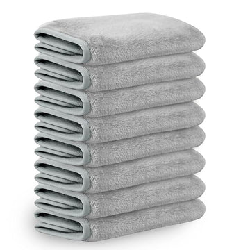 Nugilla Reusable Face Wash Cloths, 8 Pack Soft Microfiber Makeup Remover Towels for Women (Light Grey)