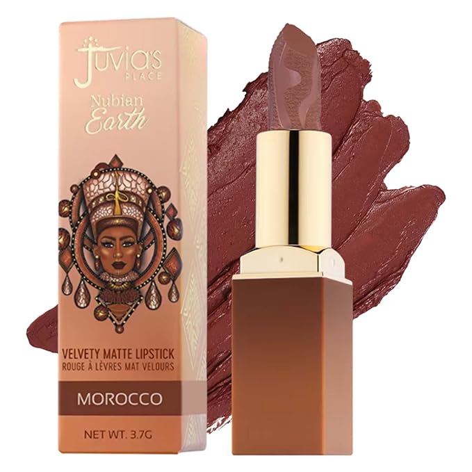 Juvia's Place Nubian Earth Matte Lipstick Morocco - Hydrating, Long-lasting, Richly Pigmented Lip Makeup, Creamy Lipstick with Matte Finish, Beauty & Lip Care Product