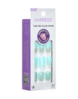 KISS imPRESS No Glue Mani Press-On Nails, Mini, 'Eternity', Medium Blue, Short Size, Squoval Shape, Includes 30 Nails, Prep Pad, Instructions Sheet, 1 Manicure Stick, 1 Mini File