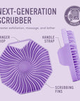 Sud Scrub® Antimicrobial Silicone Body Scrubber, Exfoliating Body Scrubber for Sensitive Skin, Eco Friendly Shower Scrubber for Body, Silicone Body Brush for Showering, Purple