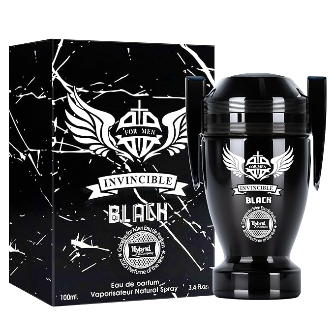 Hybrid & Company Invincible Black For Men Pour Homme Eau De Toilette Natural Spray 3.4FL.OZ