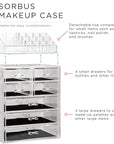 Sorbus Acrylic Makeup Organizer Set, 7-Drawer Vanity & Countertop Cosmetic Storage with Small & Wide Compartments, Marble Print Makeup Storage for Brushes, Jewelry – Holiday Gift for Women & Teens