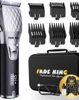 FADEKING® Professional Hair Clippers for Men - Cordless Hair Clippers, LCD Display Barber Clippers for Hair Cutting & Mens Grooming with Travel Case(Silver+Black)