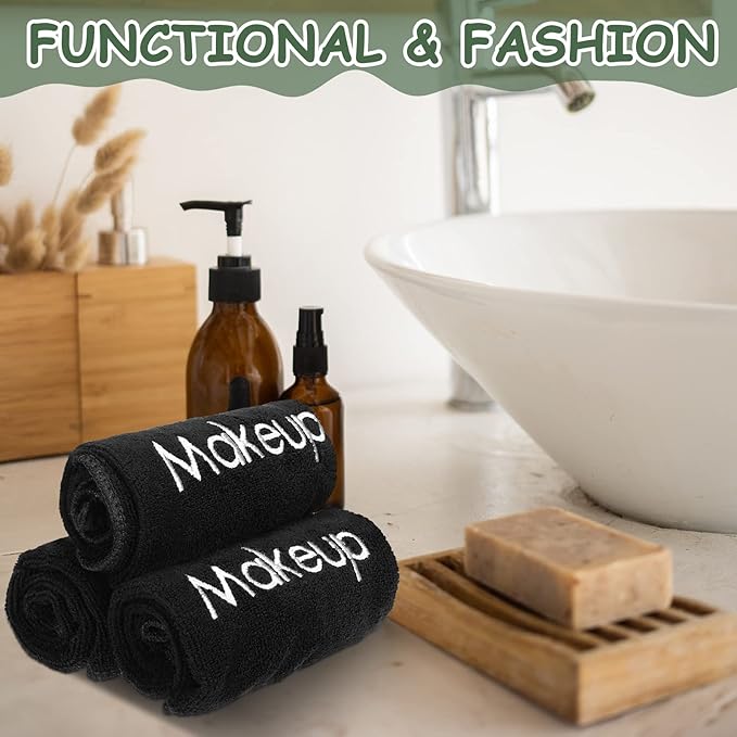 Shimeyao 20 Pack Makeup Towels Black Makeup Washcloths for Face Microfiber Remover Cloth 13x13 Inch Quick Dry Face Towels for Cleansing Hand