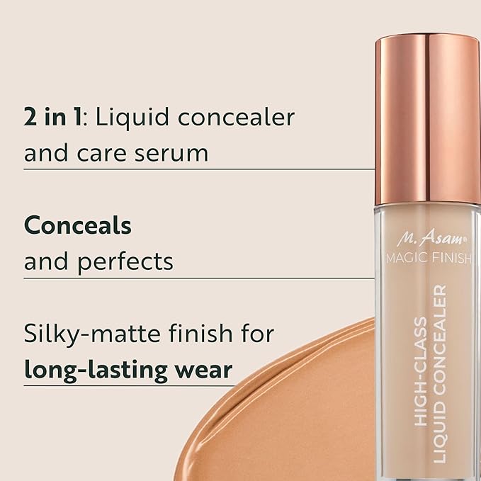 M. Asam MAGIC FINISH HIGHCLASS LIQUID CONCEALER Nude (0.13 fl oz) - 4-in-1 Concealer With Mimic-Lift complex & High Coverage For Dark Circles & Blemishes, Vegan Make Up With Illuminating Pigments