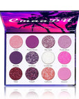 Purple Pink Glitter Eyeshadow Palette - 12 Color Shimmer High Pigmented Powder Lasting Waterproof Colorful Eyeshadow Palette for Girl Women