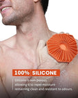 iTokGok® Premium 2-in-1 Silver-Infused Silicone Body Scrubber, Double-Sided Design Body Brush Silicone Body Scrubber Exfoliating Body Brushes for All Skin for Showering, Lathers Well - Orange