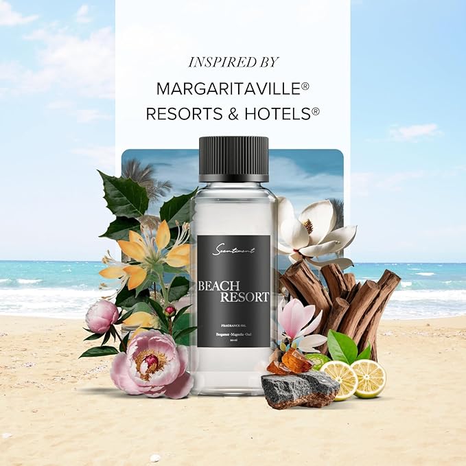 Scentiment Diffuser Oil - Beach Resort | Aromatherapy Fragrance Inspired by 5-Star Hotels | Luxurious Scent with Notes of Bergamot, Ocean, Peony with Amber & Sandalwood (500 mL)