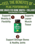 Bone Broth Collagen Capsules. 180 Pills of Grass Fed Bone Broth Collagen Protein Peptides. Contains All 3 Collagen Types 1, 2, and 3. Pure Pasture Raised Paleo Friendly Tablets for Women and Men