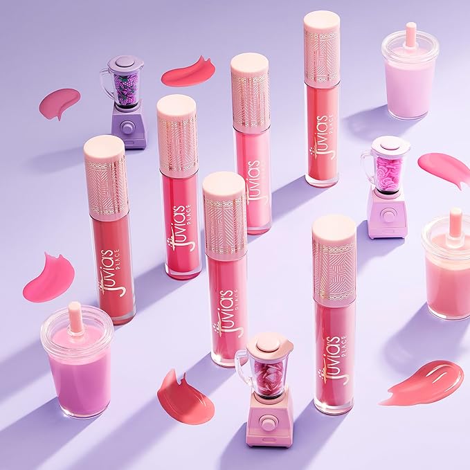 Juvia's Place Smoothie Lip Gloss Pink Melon - Hydrating Cream Lipgloss with Pink & Mauve Tones - Non Sticky Plumping Glosses - High Shine Lipgloss for Women - Lip Plumper with Cocoa Butter & Chia Oil