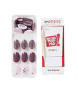 KISS imPRESS No Glue Mani Press On Nails, Design, 'Reset', Multicolor, Short Size, Oval Shape, Includes 30 Nails, Prep Pad, Instructions Sheet, 1 Manicure Stick, 1 Mini File