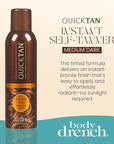 Body Drench QuickTan Instant Self Tanner Bronzing Spray, Salon-Quality Medium/Dark Tan, Streak-Free, Tinted Formula, 6 oz, 1-pack