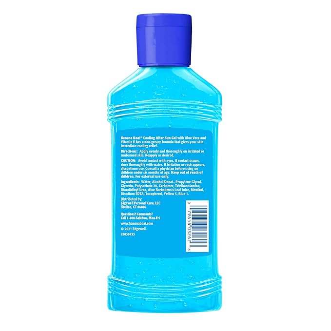 Banana Boat Cooling After Sun Gel, 8oz | Aloe Vera and Vitamin E Gel, After Sun Care Cooling Gel, Aloe Vera Gel for Sunburn Relief, 8oz