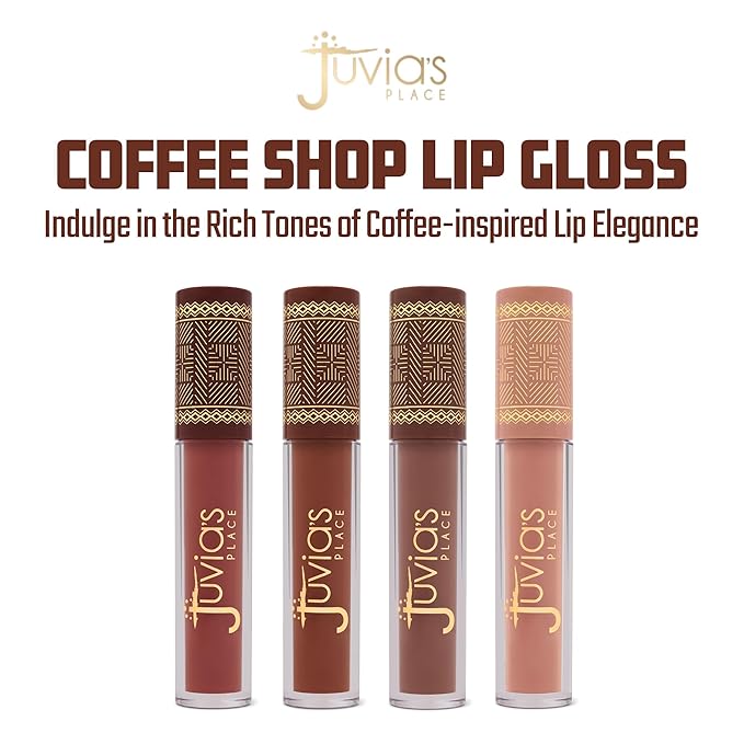 Juvia's Place Coffee Shop Lip Gloss - Salted Caramel - Hydrating Butter Lip Gloss for Women, Long-Lasting Shine, Moisturizing Glass-like Finish, Plumping Non-sticky, Suitable for every vibe