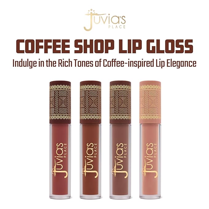 Juvia's Place Coffee Shop Lip Gloss - Cookie Butter - Hydrating Butter Lip Gloss for Women, Long-Lasting Shine, Moisturizing Glass-like Finish, Plumping Non-sticky, Suitable for every vibe