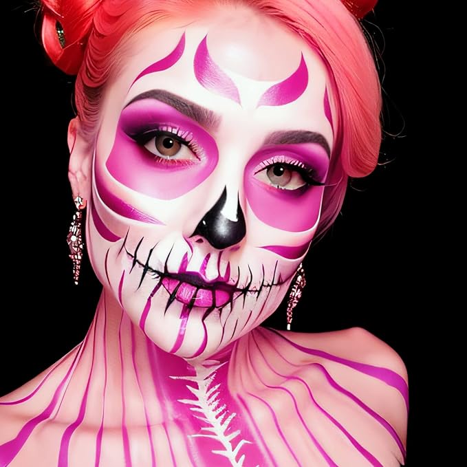 MEICOLY Pink Face Body Paint Stick(1.06 Oz),Blendable Halloween Face Paint ,Pink Accessories for Spirit Week,Sweatproof Waterproof Body Paint Makeup Oil Based Stick for Special Effects SFX Cosplay