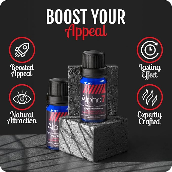 Alpha 7 Unscented - Pheromone Cologne for Men with Pure Pheromones - High Concentration Blend to Attract Women - Top Selling Perfume Oil Designed to Complement Your Scent ((10 ml))
