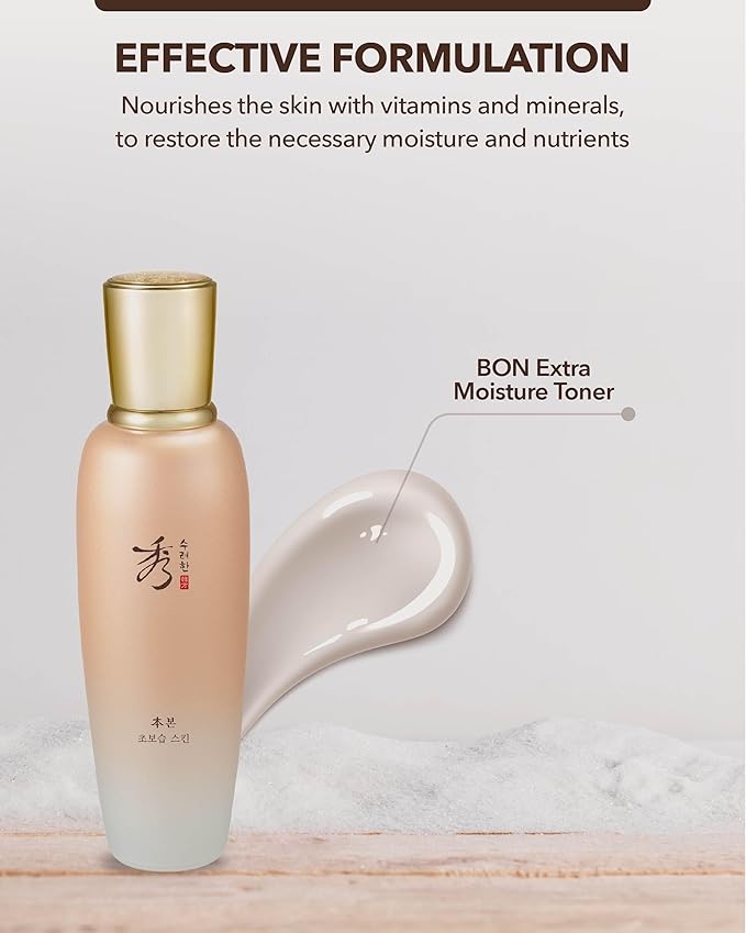 Sooryehan Bon (Extra Moisture Toner, 5.4fl oz) - Rich & Nourishing Gel-Type to Soothe Dry, Rough Skin. Korean Skincare by LG Beauty. Ginseng, Ginsenocide, Amino Acids.