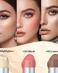 3 Pcs Cream Waterproof Blush Contour Highlighter Stick Finishing Makeup