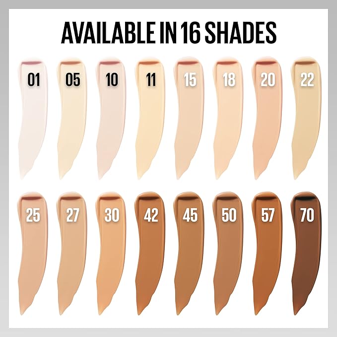 Maybelline Super Stay Liquid Concealer Makeup, Full Coverage Concealer, Up to 30 Hour Wear, Transfer Resistant, Natural Matte Finish, Oil-free, Available in 16 Shades, 45, 1 Count