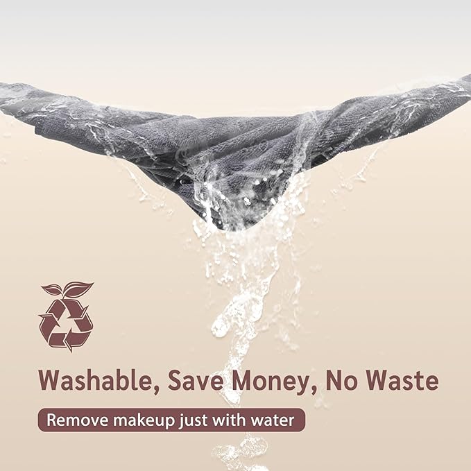 Nugilla Makeup Remover Cloth 12 x 12 Inch, Reusable Makeup Remover Towels for Washing Face, 6 Pack Washable Microfiber Face Cloth Fast Drying Washcloth, Grey