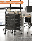 6 Tier Utility Rolling Cart with 6 Drawers Multipurpose Rolling Storage Cart with Wheels and Handles for Office Classroom Kitchen Bathroom Bedroom Organization Black