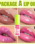 4 Colors Fat Lip Oil Set, Big Brush Head Hydrating Lip Glow Oil Lip Plumper Gloss, Shiny Transparent Lip Gloss Tinted Plumping Lip Oils, Non-sticky Long Lasting Fresh Clear Smooth Lip Care - A