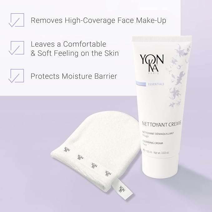 Yon-Ka Nettoyant Creme (100ml) Cleansing Makeup Remover Cream, Remove Impurities with Calming Peppermint and Plant Glycerin, Sensitive to Acne Prone Skin, Paraben-Free
