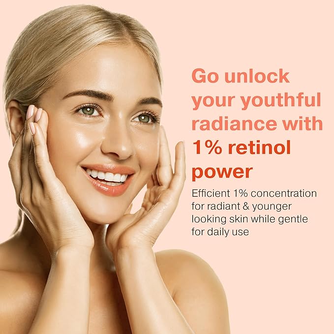 2X BIGGER 2OZ, Go Radiance 1% Retinol Serum for Face, Dark Spot Remover for Face, Anti Aging Serum, Pure Retinol for Face, Retinol Cream for face w/Aloe Vera, Rosemary, Calendula Extract, Made in USA
