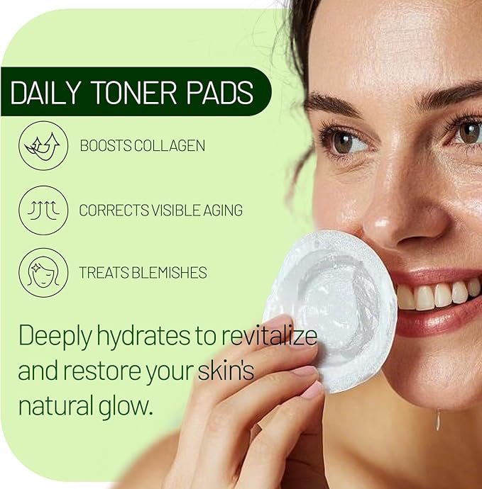Korean Toner Pads (100 Count) – Hydrating & Anti-Aging for Dark Spots, Wrinkles & Uneven Skin – Infused with Snail Extract, CICA, Niacinamide & Peptides for a Clear, Radiant Complexion