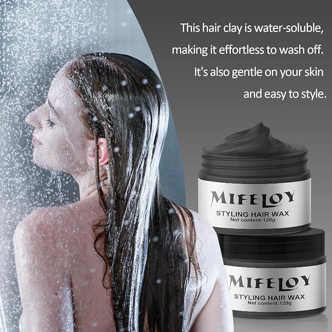 Black Temporary Hair Color Wax, Instant Natural Hairstyle Cream Dye, Washable Styling Pomadesfor Men Girls Women Youth, Disposable Coloring Mud for Party Cosplay DIY Halloween