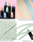 evpct Greenish Cyan Shimmer Cream Eye Shadow Brightener Sticks Set for Eyes, Cyan Shimmery Matte Pencil Eye shadow Applicator Stick Pen Palette Makeup Waterproof sombras en crema para ojos 12#