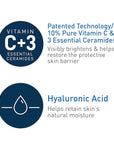 CeraVe Vitamin C Serum with Hyaluronic Acid, Skin Brightening Serum for Face with 10% Pure Vitamin C, Fragrance Free, 1 Fl. Oz