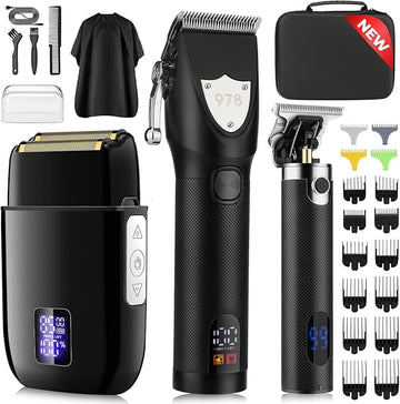 Suttik Professional Hair Clipper Set for Men, Barber Kit Clipper and Trimmer Set, Electric Foil Shavers for Men with Travel Case