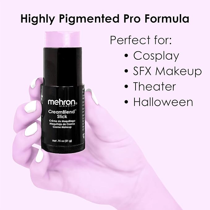 Mehron Makeup CreamBlend Stick | Face Paint, Body (Pastel Purple) 75 oz