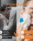VWMYQ Silicone Face Scrubber for Men, Gentle Exfoliator Pad & Massager, Facial Cleansing Brush Silicone Face Wash Brush Removes Dead & Dry Skin (Blue)