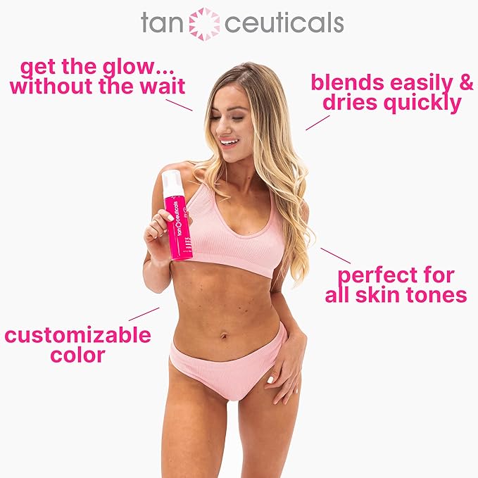 Tanceuticals Express Self Tanning Body Mousse - Fast Acting Self Tan Foam - Develops in 1-4 Hours, Natural Looking, Vegan & Cruelty Free - Sunless Tanner with Acai Berry, Pomegranate & Argan Oil