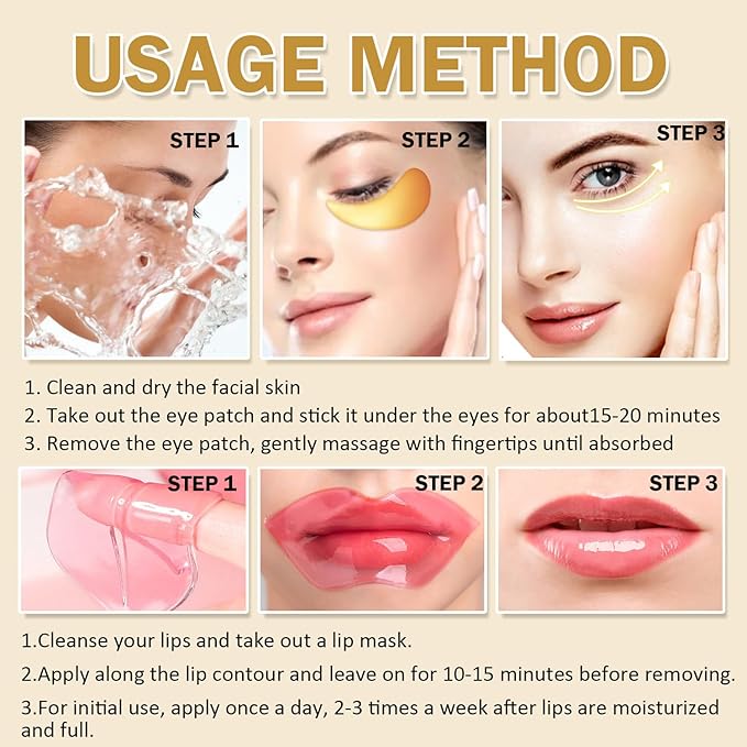 20 Pieces Lip Masks&24K Gold Gel